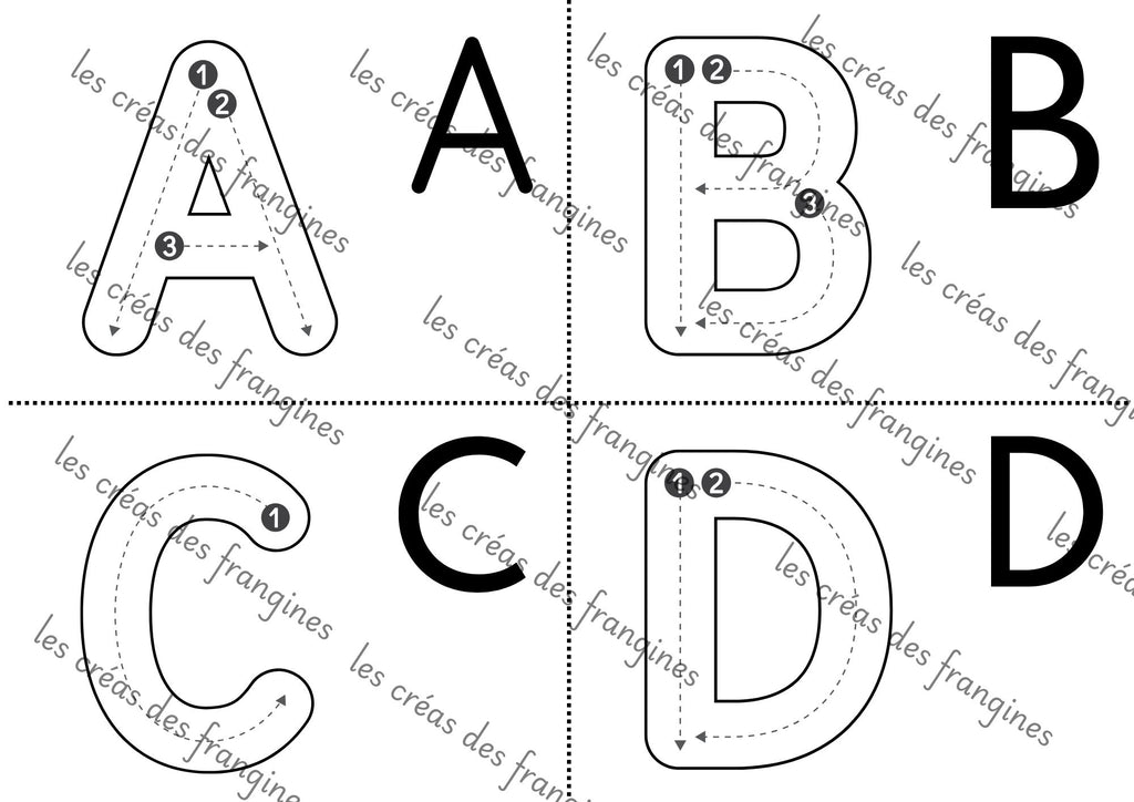 l'alphabet et les chiffres à tracer