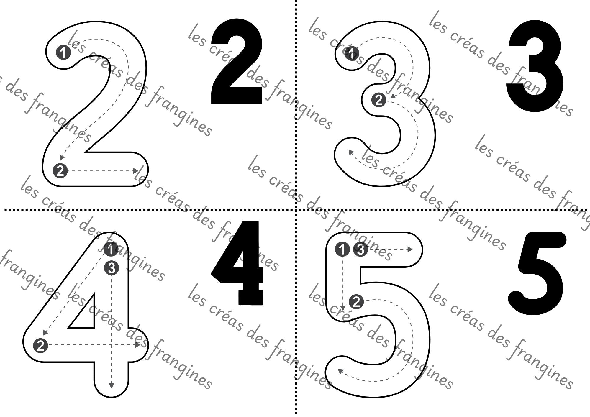 l'alphabet et les chiffres à tracer
